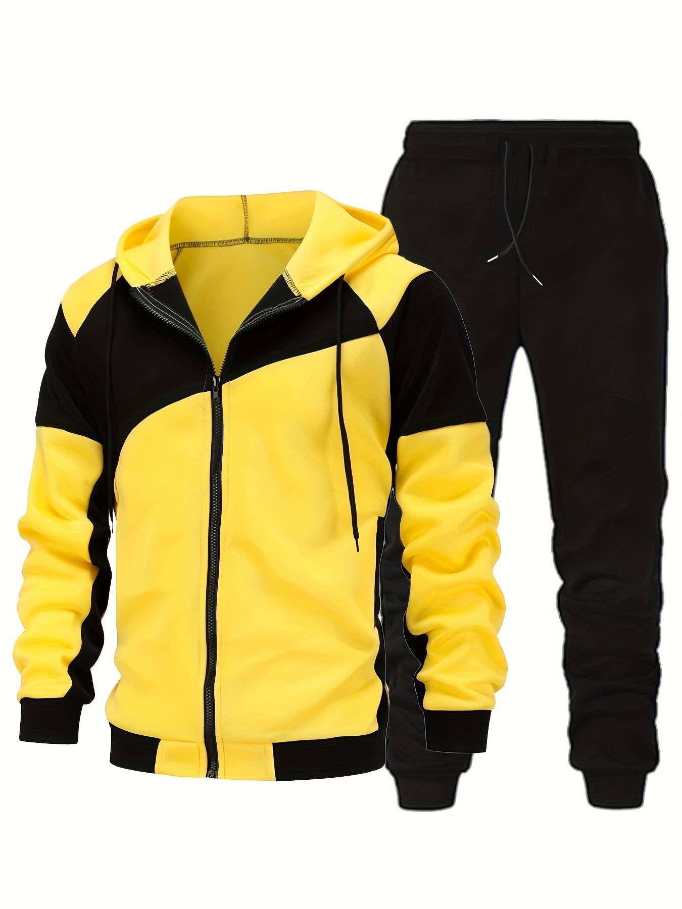 Autumn Winter Men's Zipper Hoodie Suit-Fleece Hoodie Men's Casual Sportswear Set