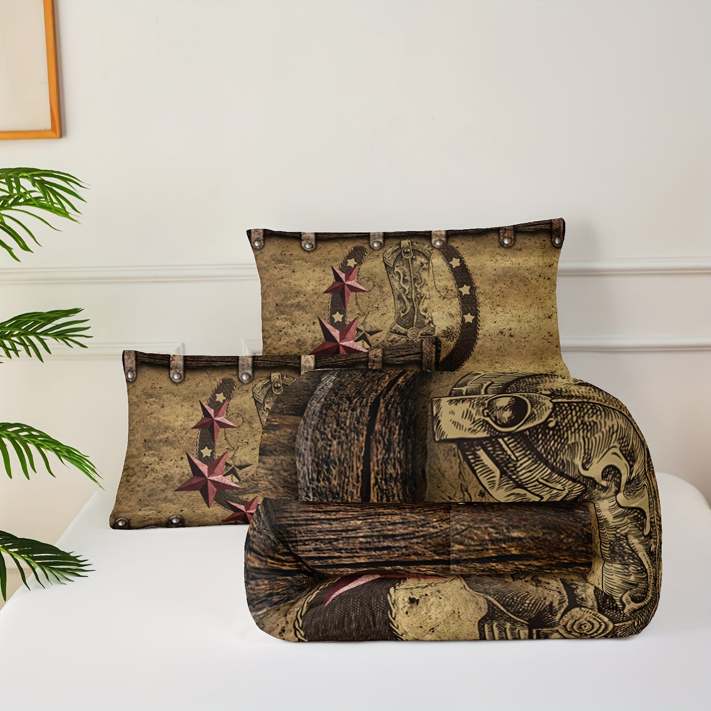 3pcs Vintage Cowboy Comforter Set