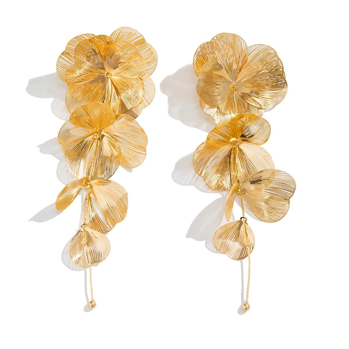 Flower Dangle Drop Earrings Long Dangle Earrings for Women Flower Dangle Earrings Statement Earrings Long Tassel Earrings Chunky Gold Statement Jewelry