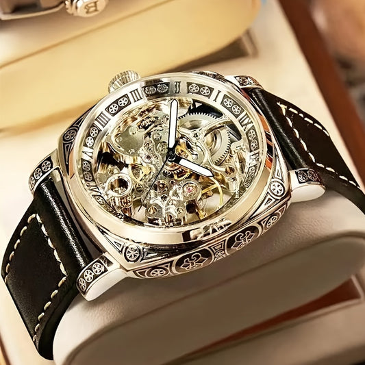 Luxury Golden-Tone Men's Automatic Mechanical Watch