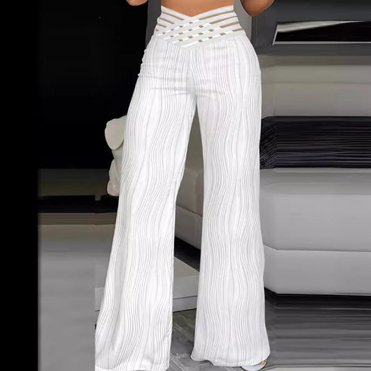 Jacquard Stretch Fabric Bootcut Pants