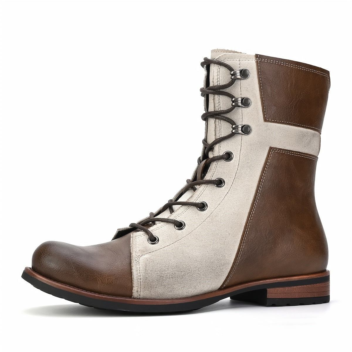Retro Men British Style High Top Color Block Boots:
