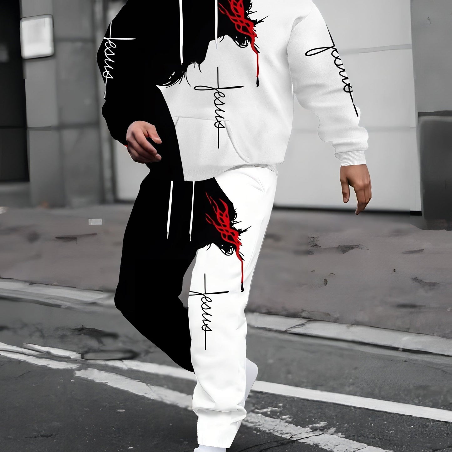 Men's 3D Printed Casual Sportswear Set – Hoodie & Joggers
