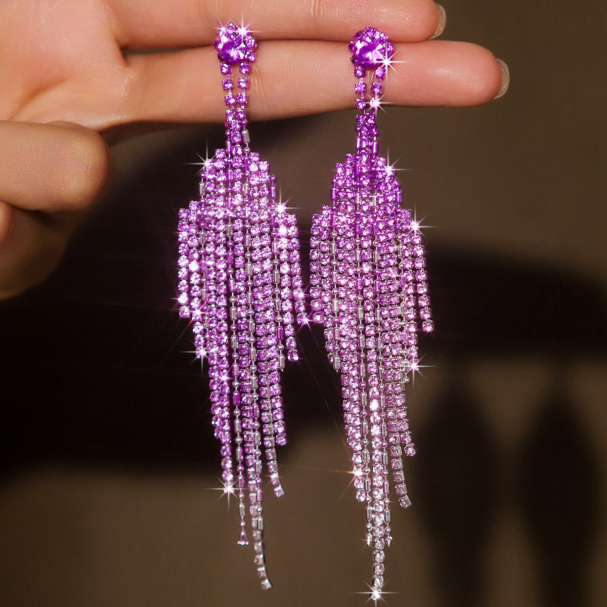 Luxury full Rhinestone Tassel Earrings