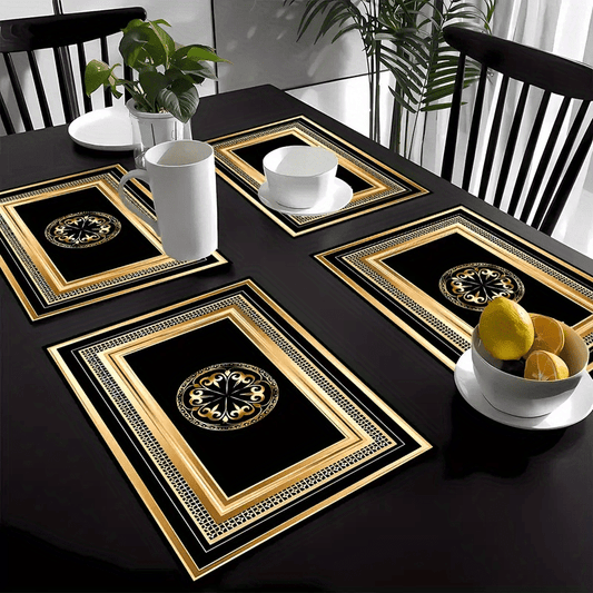 Luxury Gold Marble Table Placemats (Set of 4 or 6) – Non-Slip
