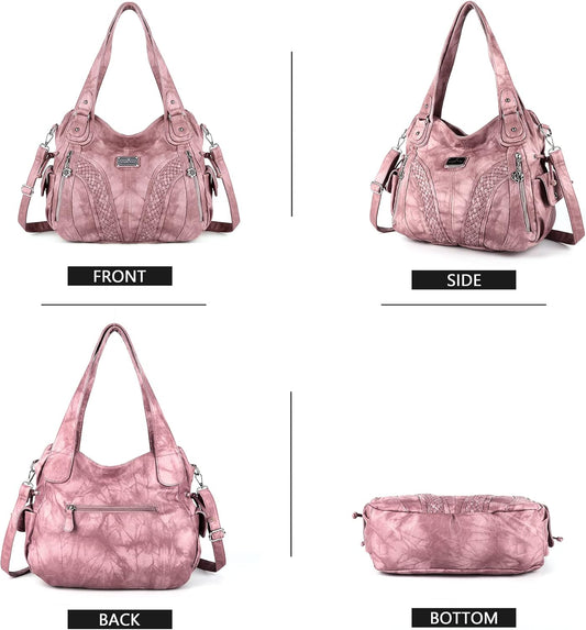 Purses and Handbags Women Fashion Tote Bag Shoulder Bags Top Handle Satchel Purses Washed Synthetic Leather Handbag