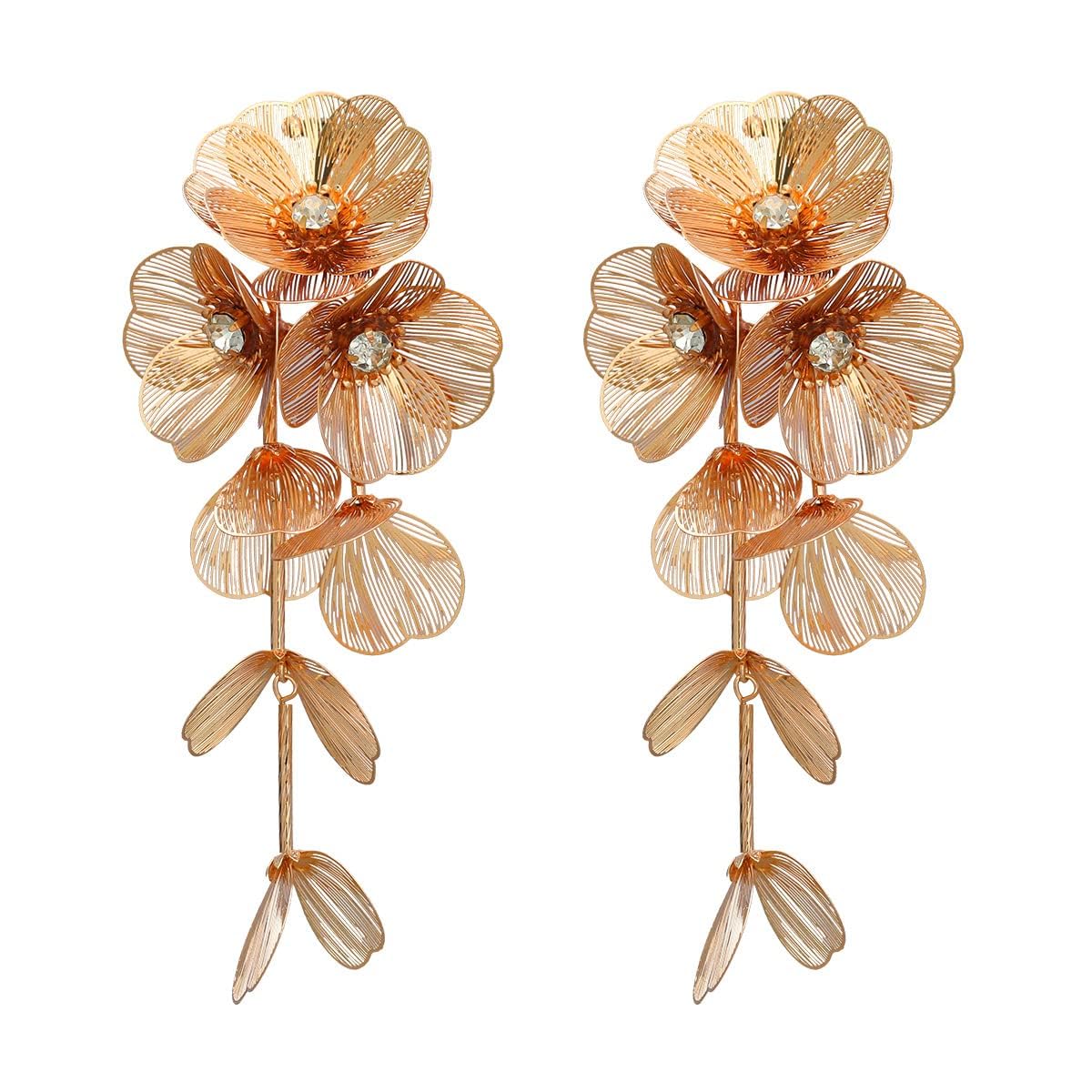 Flower Dangle Drop Earrings Long Dangle Earrings for Women Flower Dangle Earrings Statement Earrings Long Tassel Earrings Chunky Gold Statement Jewelry