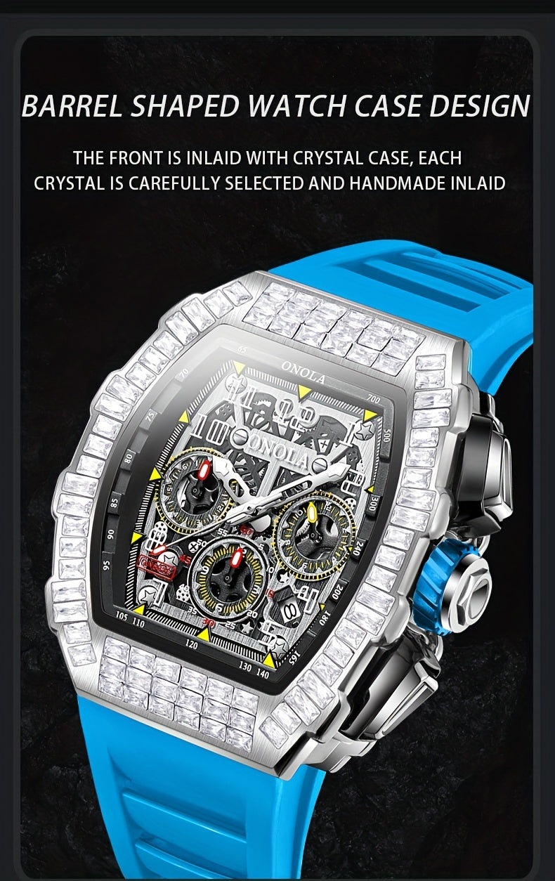 ONOLA Men's Automatic Mechanical Watch – Barrel-Shaped Tourbillon Elegance