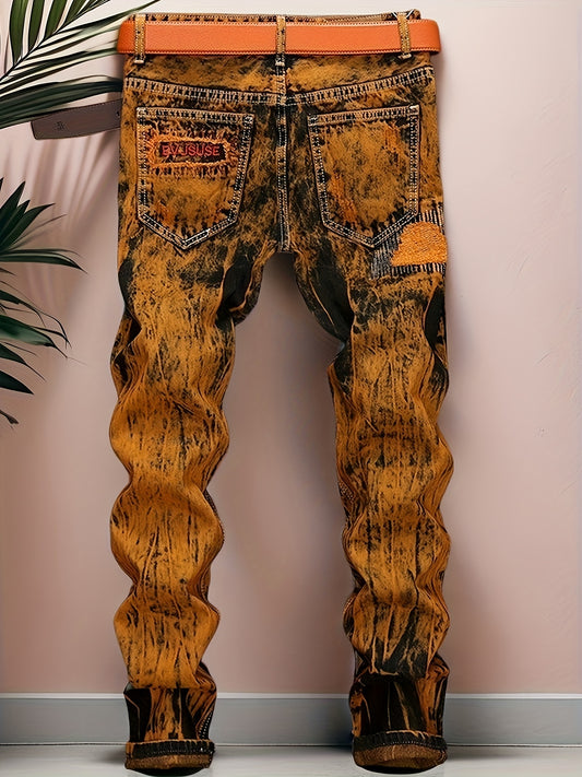 Men's Vintage Distressed Straight-Leg Jeans