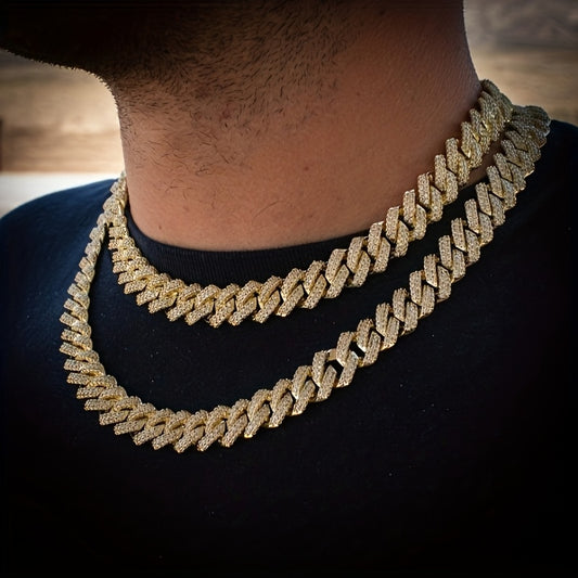 Punk Cuban Link Chain – 2-Piece Shiny Necklace & Bracelet Set