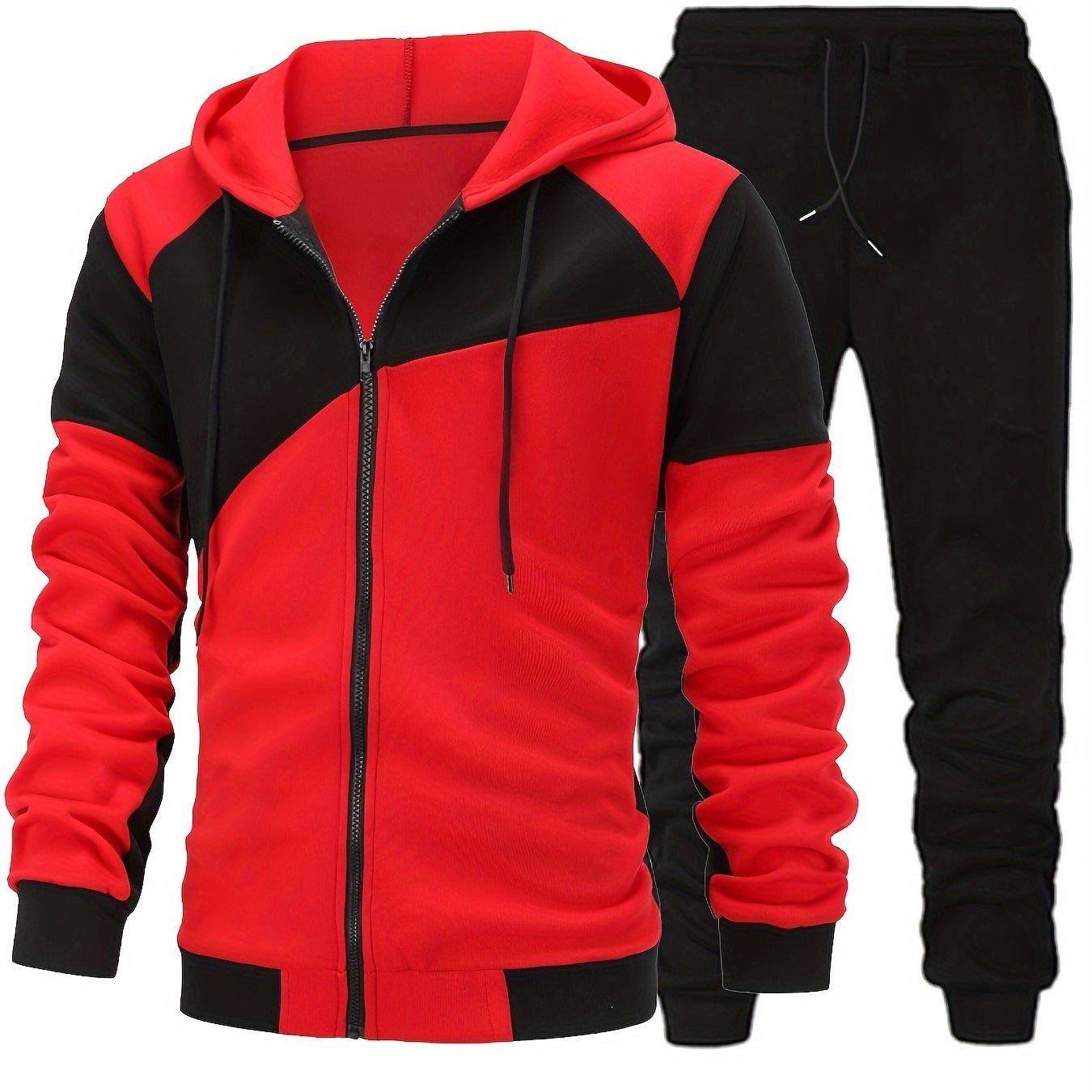 Autumn Winter Men's Zipper Hoodie Suit-Fleece Hoodie Men's Casual Sportswear Set