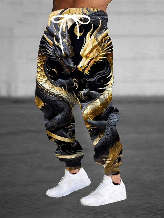 Unleash Bold Style with 3D Dragon Print Joggers