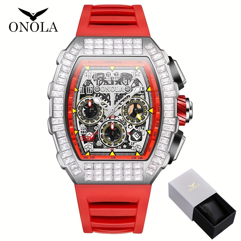 ONOLA Men's Automatic Mechanical Watch – Barrel-Shaped Tourbillon Elegance