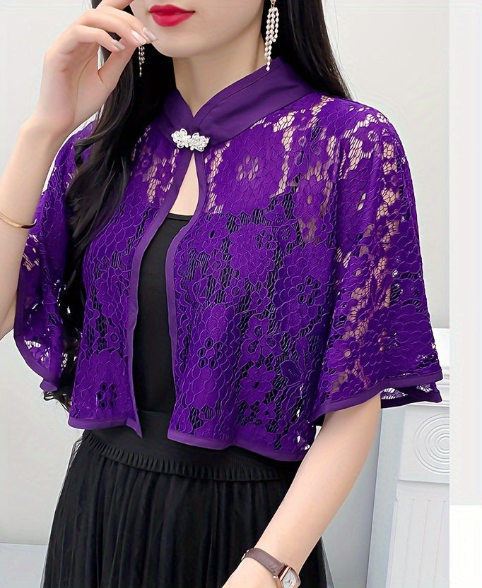 Breathable Elegant Floral Lace Shawl Wrap for Women