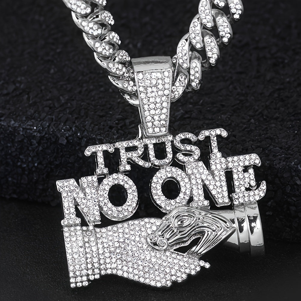 1 pc Men's 'TRUST NO ONE' Hip Hop Pendant Necklace