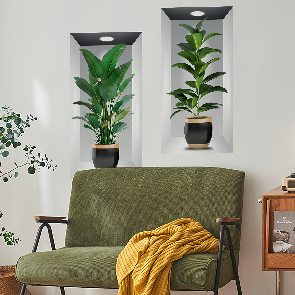 Set of Two Potted Creative Two-Piece Painting Wall Stickers
