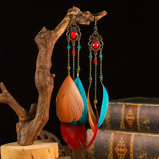 1 Pair Synthetic Zirconia Delicate Bohemian Multi-Color Champagne Golden Women’s Earrings