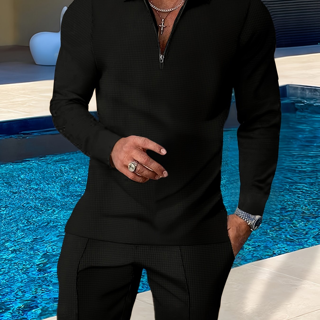 Men's Casual Polyester Sweatsuit Set
