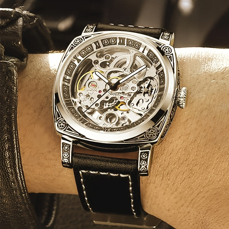 Luxury Golden-Tone Men's Automatic Mechanical Watch