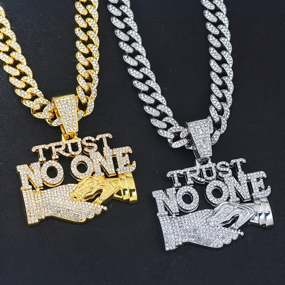 1 pc Men's 'TRUST NO ONE' Hip Hop Pendant Necklace