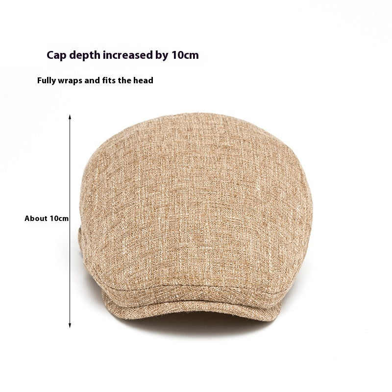Breathable Cotton and Linen Beret – Men's Retro Peaked Cap