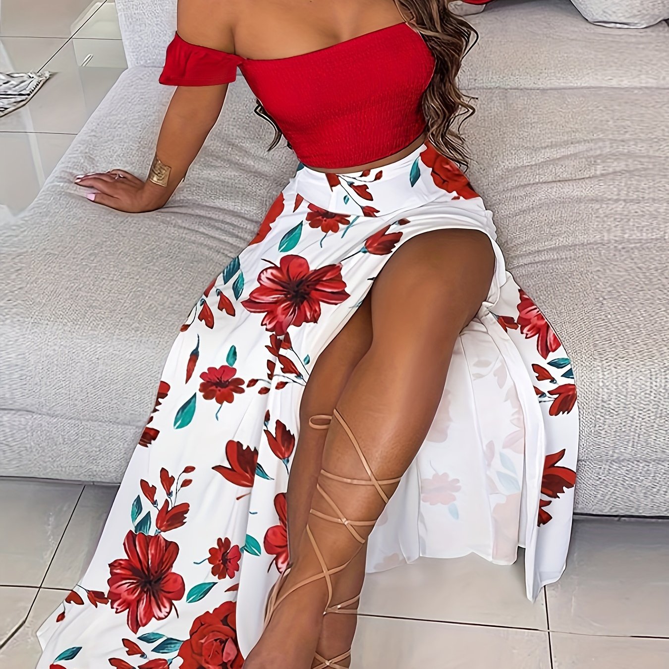 Boho Plants Print Vacation 2-Piece Set