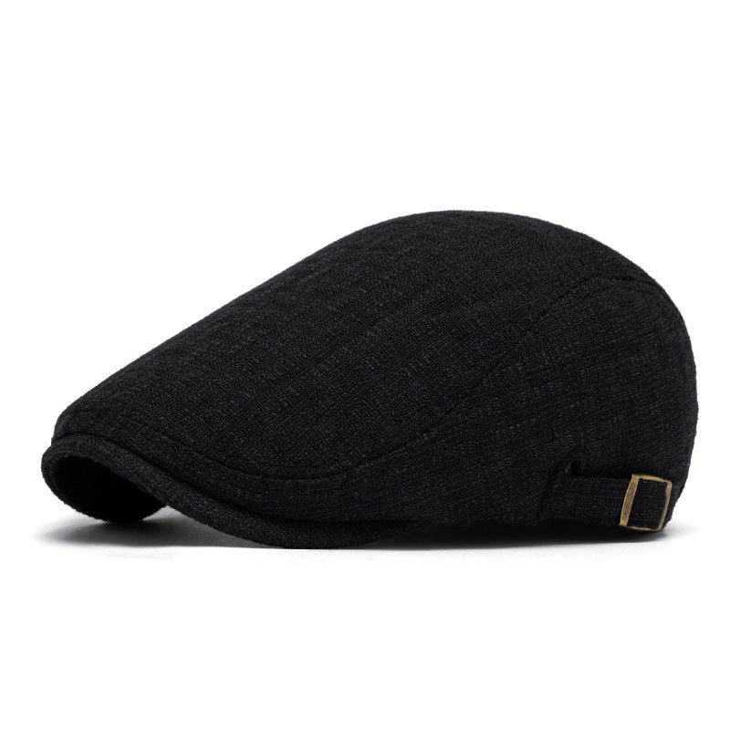 Breathable Cotton and Linen Beret – Men's Retro Peaked Cap