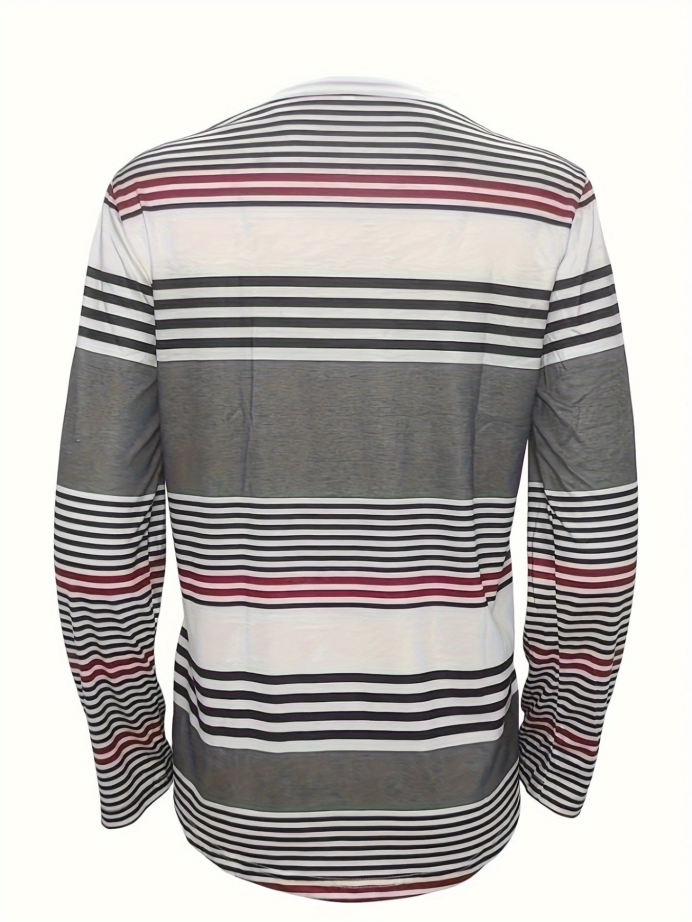 Striped Contrast Button T-Shirt – Long Sleeve Casual Tee for Women