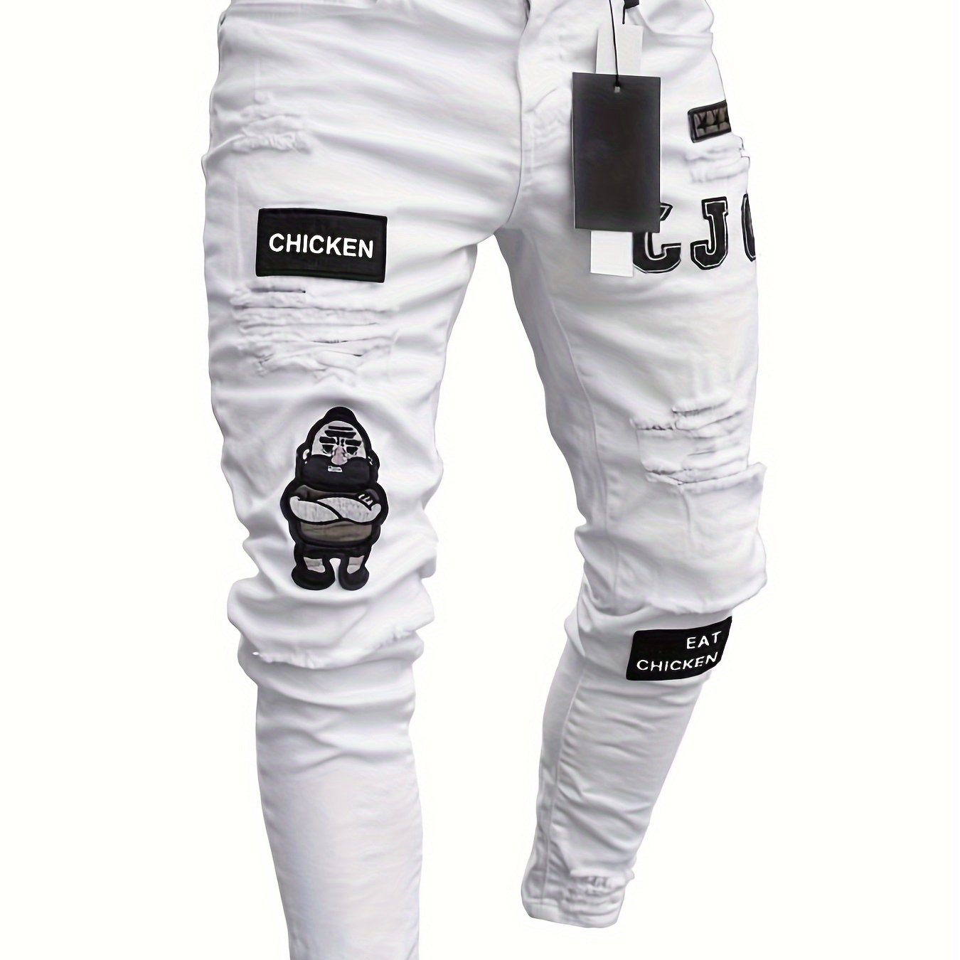 Stretch Skinny Ripped Jeans – Men’s Casual Slim Fit Pants