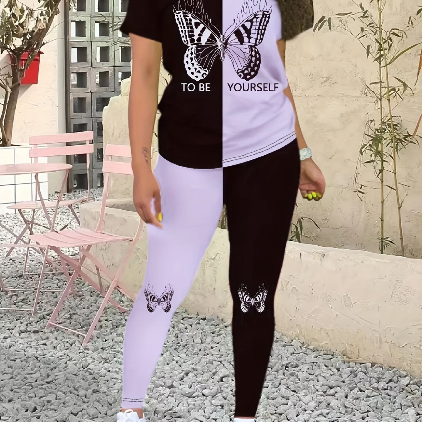 Butterfly Print Casual Two-Piece Set – Women's Summer Outfit
