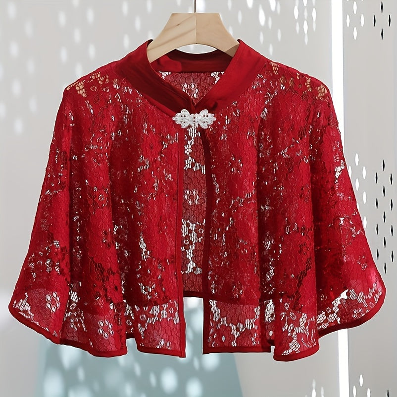 Breathable Elegant Floral Lace Shawl Wrap for Women