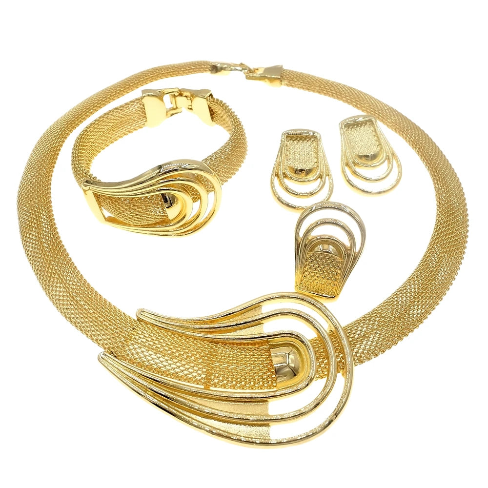 Elegant Dubai-Inspired Gold-Plated Jewelry Set for Women