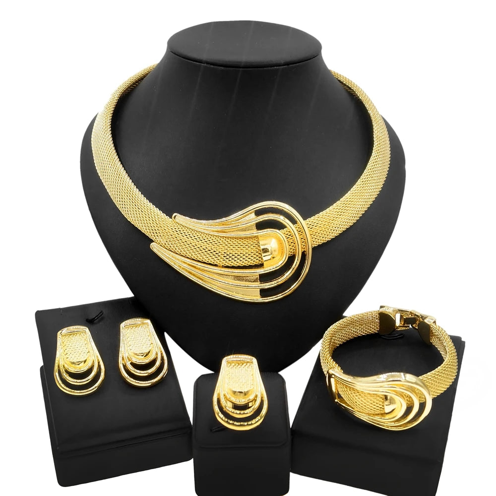 Elegant Dubai-Inspired Gold-Plated Jewelry Set for Women