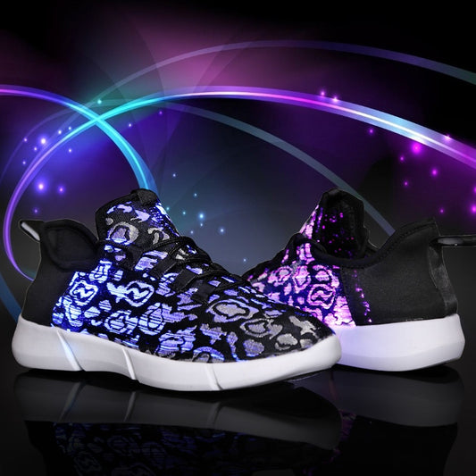 Summer LED Fiber Optic Shoes – USB Rechargeable Glowing Sneakers for Men, Women, Boys & Girls