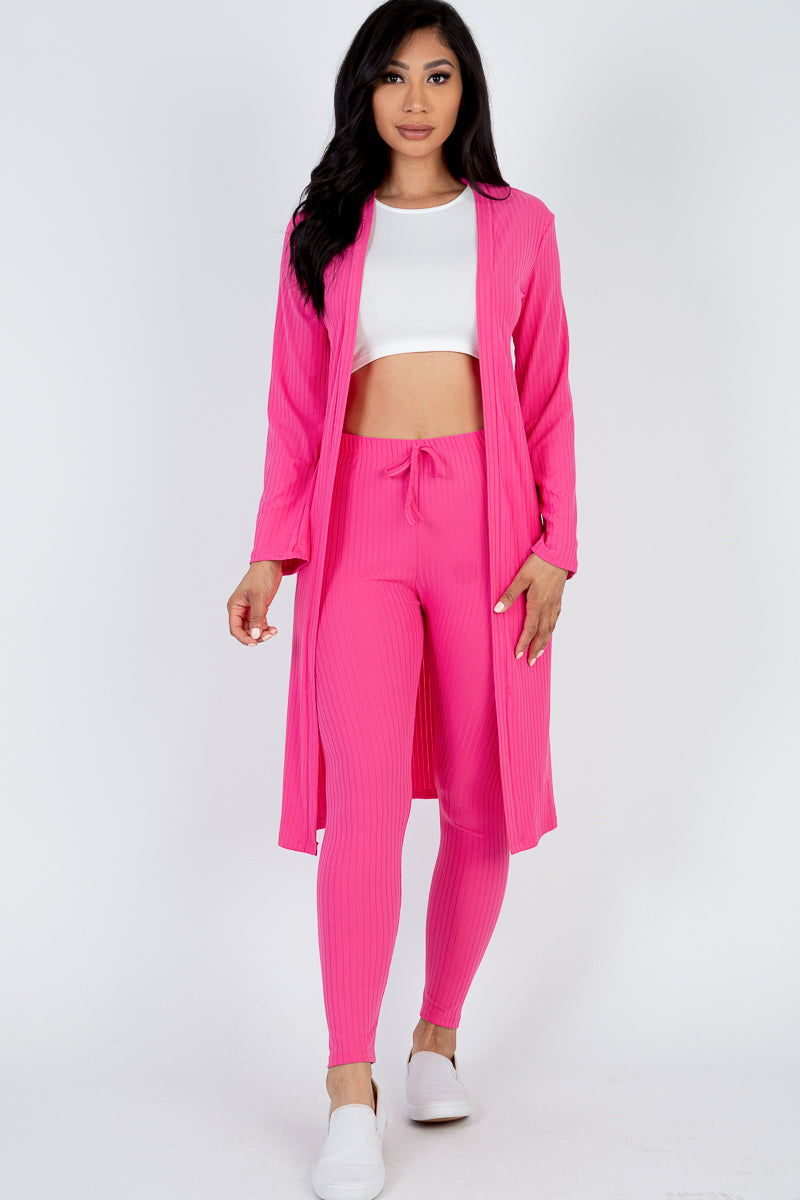 Ribbed Long Cardigan & Leggings Set – CAPELLA
