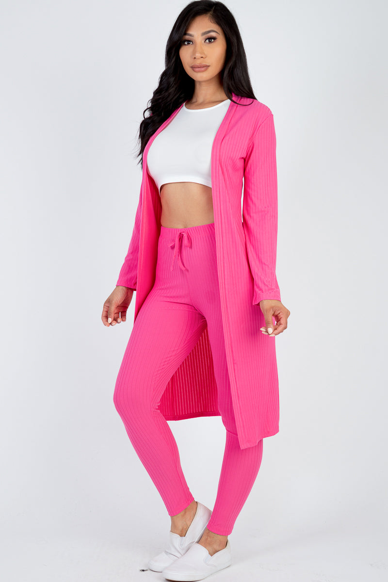 Ribbed Long Cardigan & Leggings Set – CAPELLA