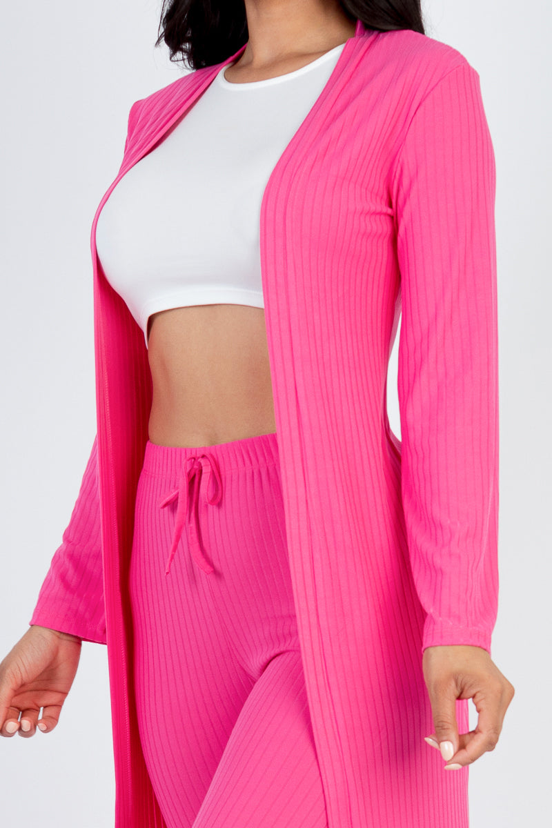 Ribbed Long Cardigan & Leggings Set – CAPELLA