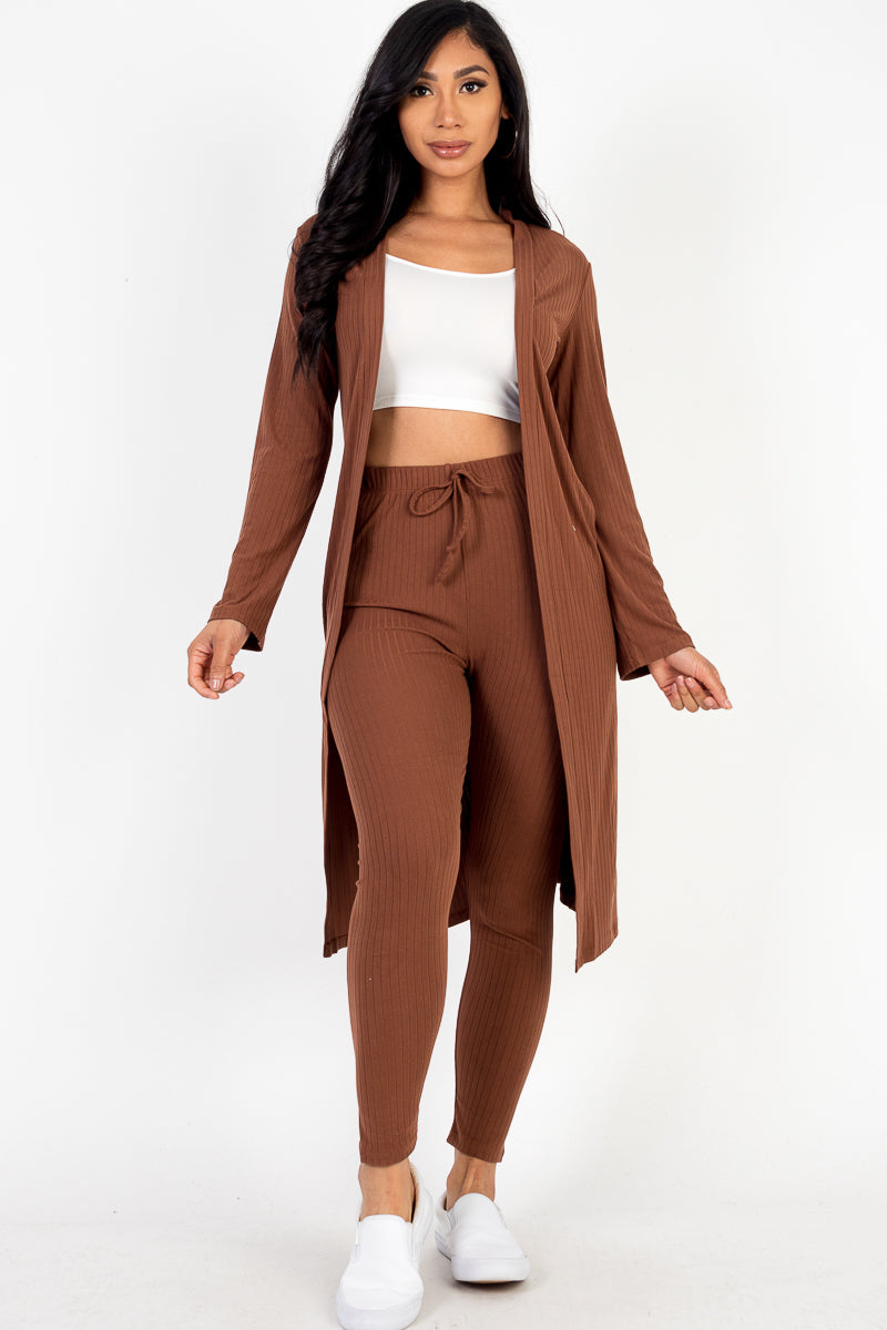 Ribbed Long Cardigan & Leggings Set – CAPELLA