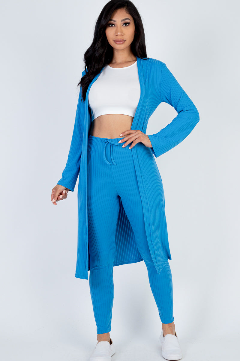 Ribbed Long Cardigan & Leggings Set – CAPELLA