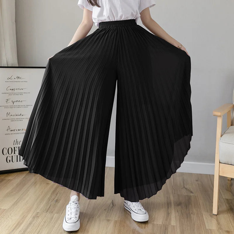 Women’s Elegant Chiffon High Waist Wide Leg Pants