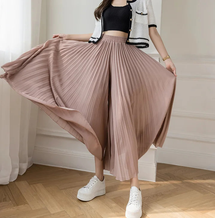 Women’s Elegant Chiffon High Waist Wide Leg Pants