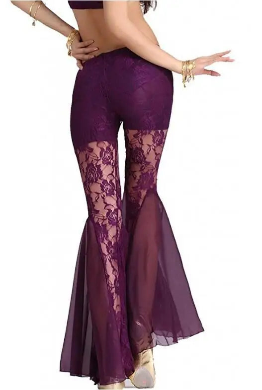 Sexy New Professional Women Belly Dance Pants Lace Bollywood Indian Dance Costumes Tribal Bellydance Flares Pants