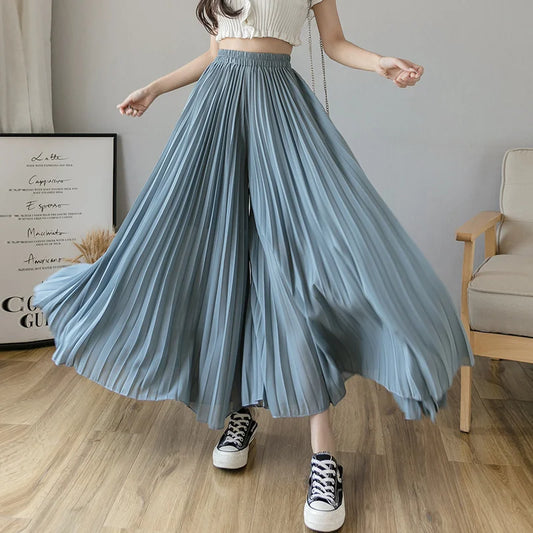 Women’s Elegant Chiffon High Waist Wide Leg Pants