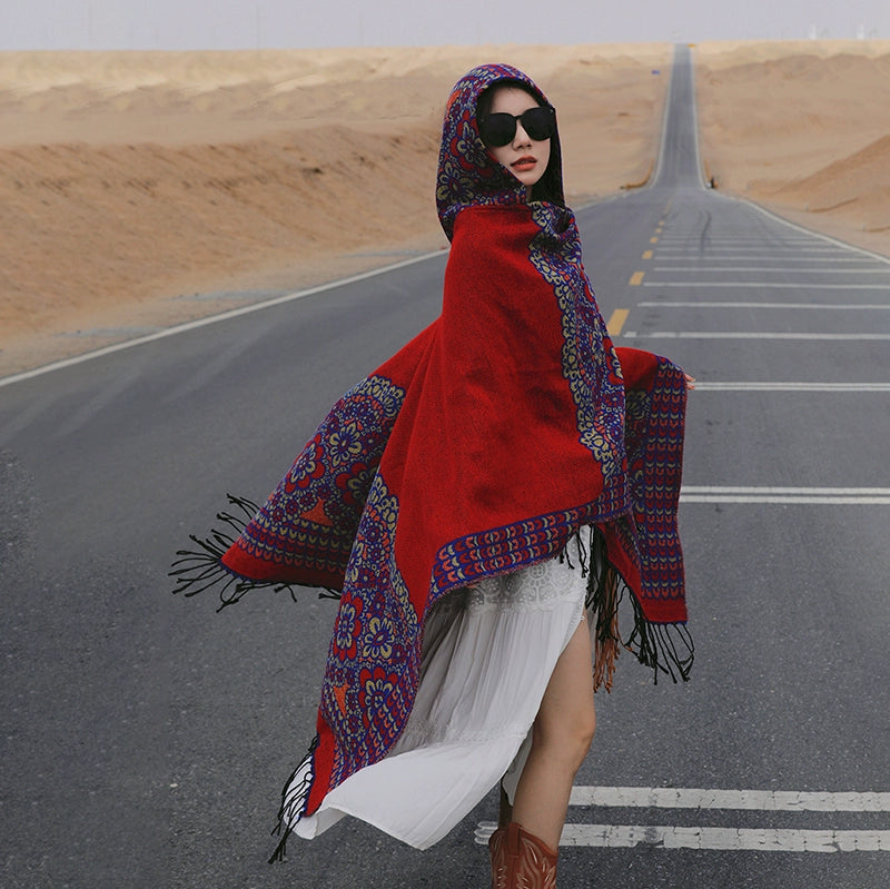 Bohemia Shawl Exotic Cloak – Female Xinjiang Tourism Grassland Travel Wear
