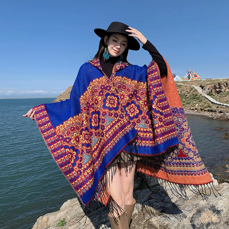 Bohemia Shawl Exotic Cloak – Female Xinjiang Tourism Grassland Travel Wear