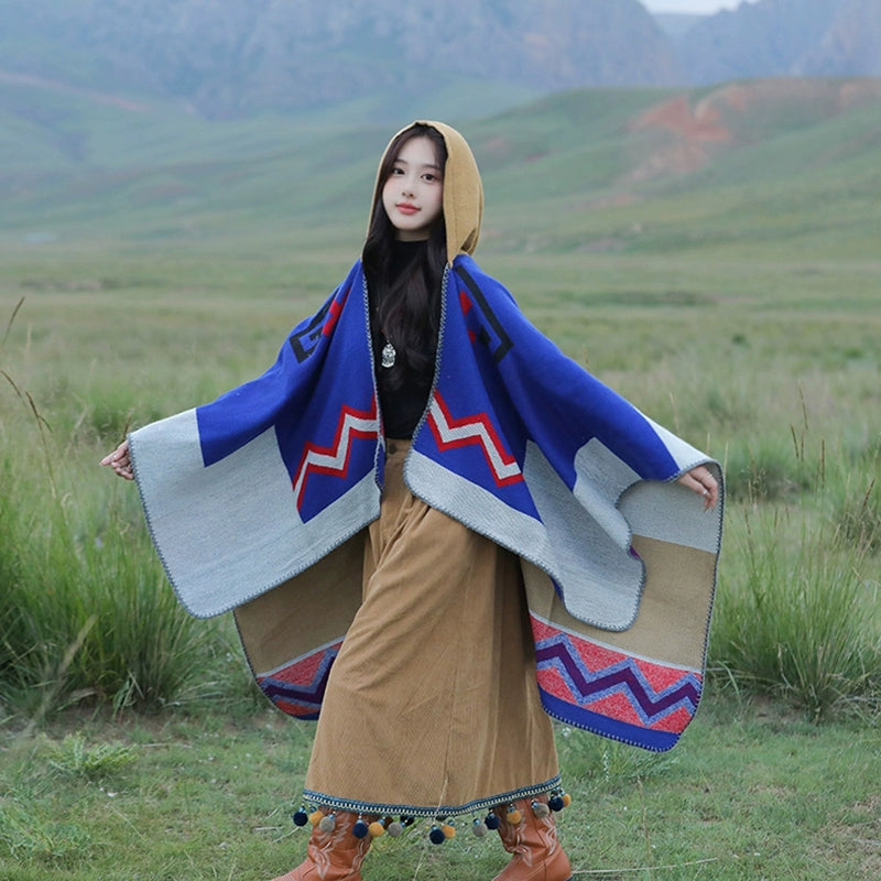 Bohemia Shawl Exotic Cloak – Female Xinjiang Tourism Grassland Travel Wear