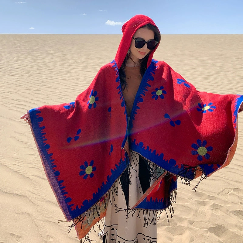 Bohemia Shawl Exotic Cloak – Female Xinjiang Tourism Grassland Travel Wear