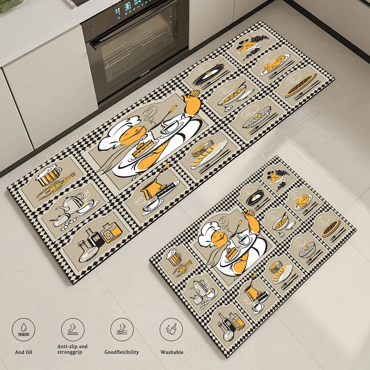 Kitchen Corner Cartoon Chef Pattern Absorbent Doormat