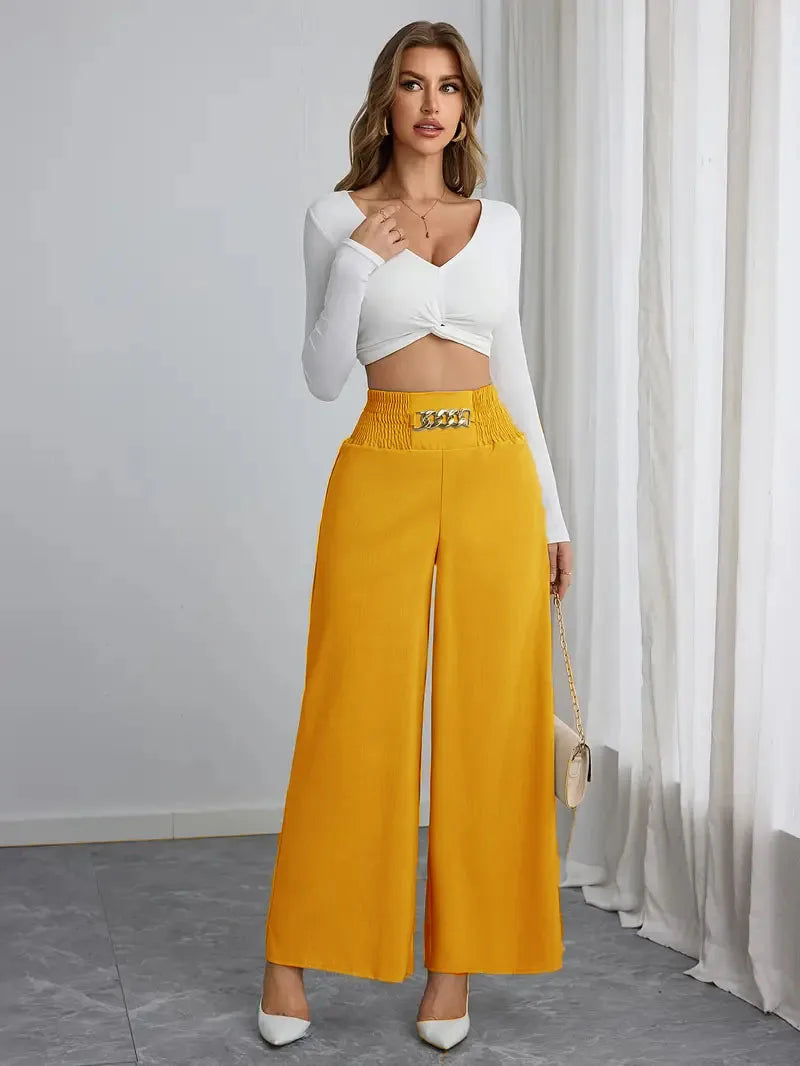 Elevate Your Style with Our New Women's High-Waist Wide-Leg Trousers