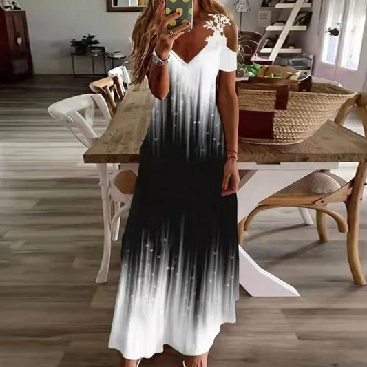 Women's White Lace Suspender Maxi Dress